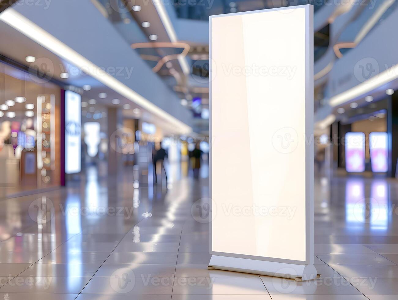 A white blank stand in a shopping mall photo