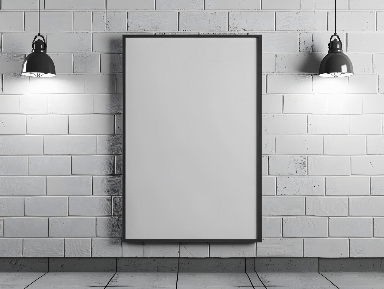 A blank white frame is hanging on a wall photo