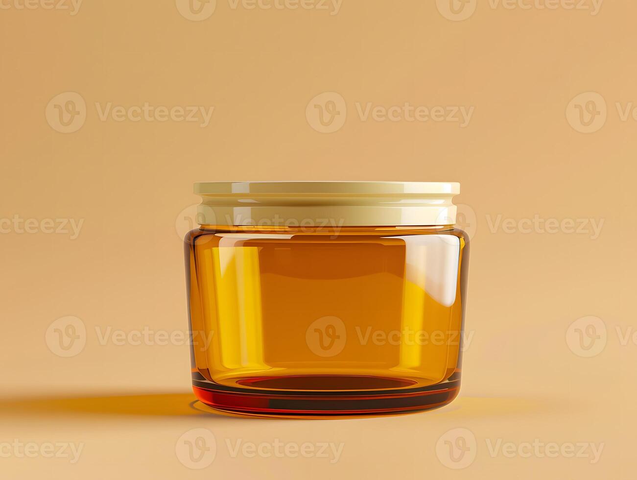 Amber Glass Cosmetic Jar Mockup on isolated background photo