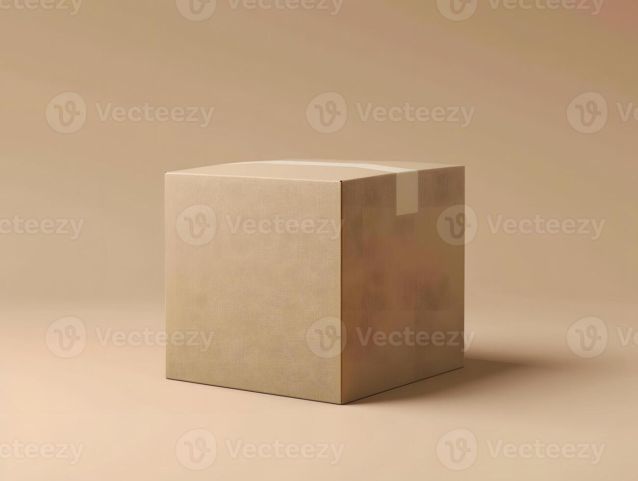 A cardboard box sitting on a beige background photo