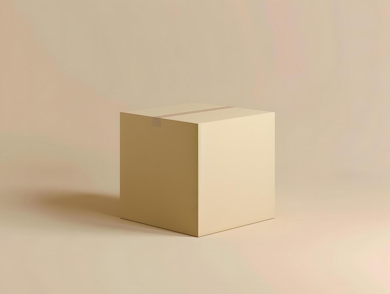 A cardboard box sitting on a beige background photo