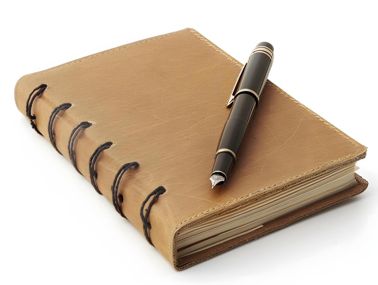 Minimalist notebook and pen with clean white background photo