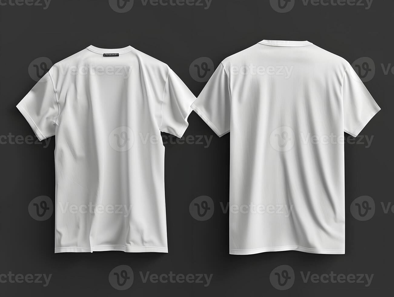White t - shirt mockup template on black background photo