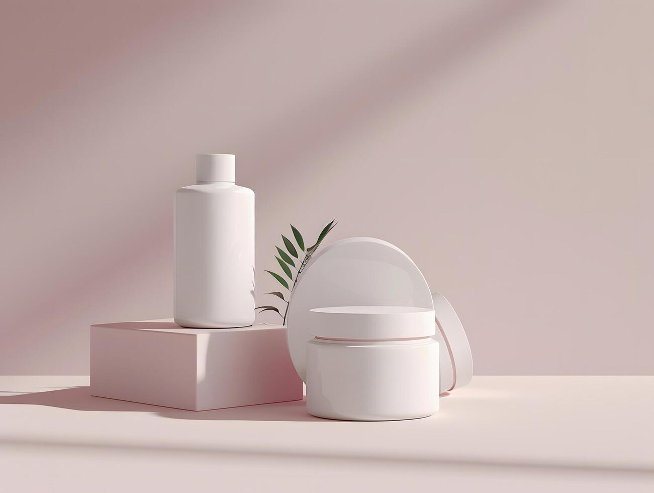 A white container with a plant on top of it photo