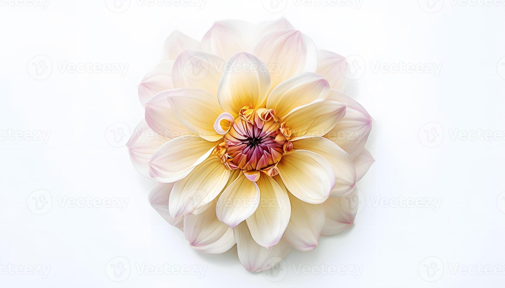 A white and pink flower is shown on a white background photo