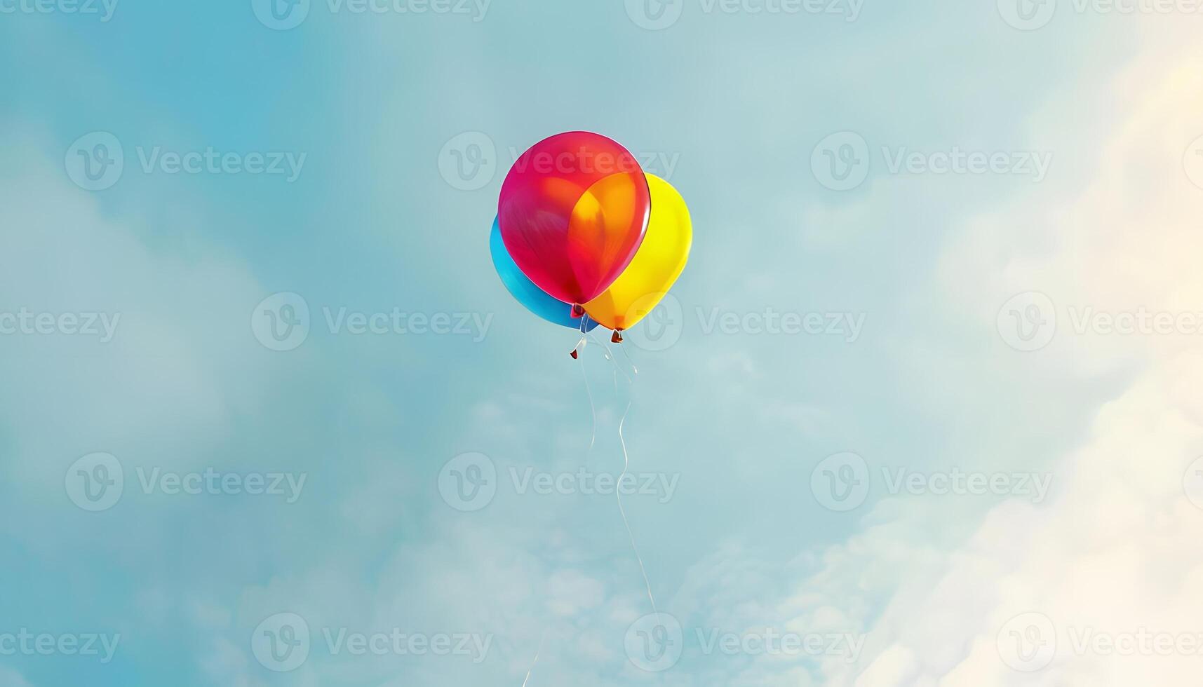 Two colorful balloons floating in the sky photo