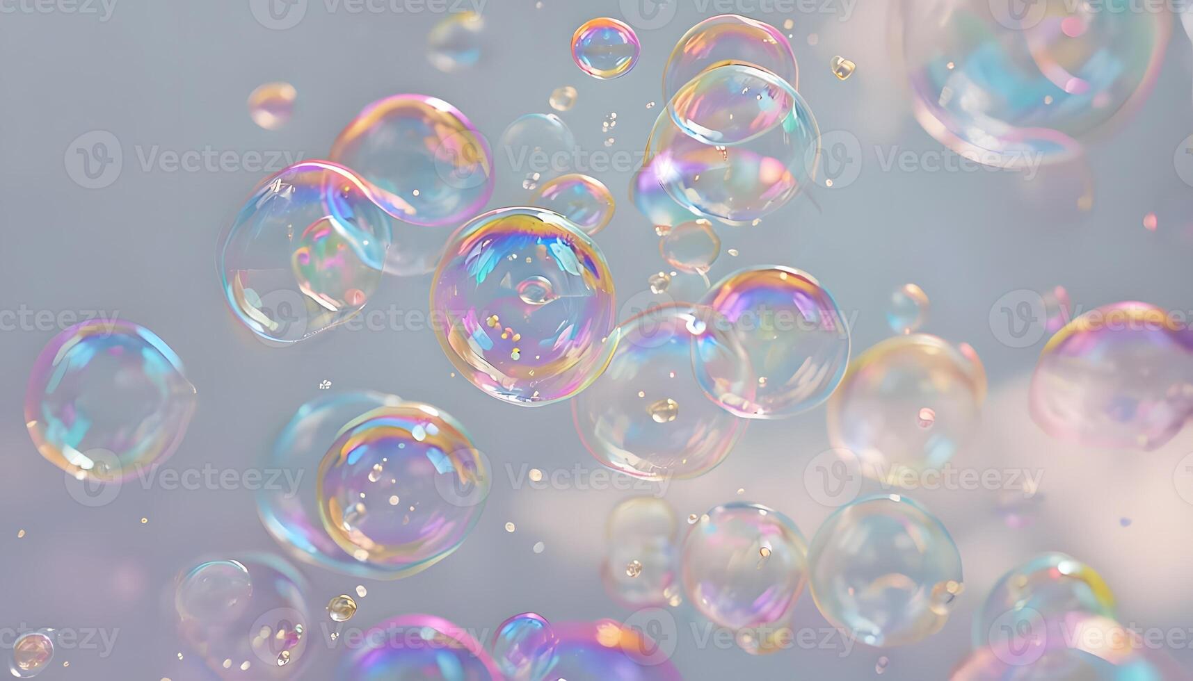 Soap bubbles floating in the air photo