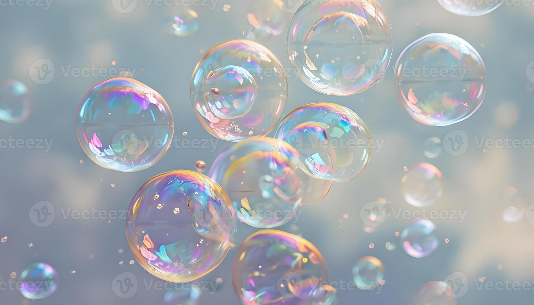 Soap bubbles floating in the air photo