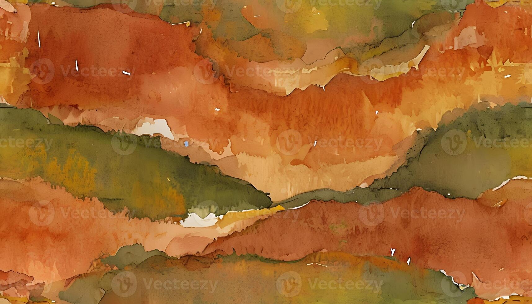 Watercolor painting of a mountain range in autumn photo