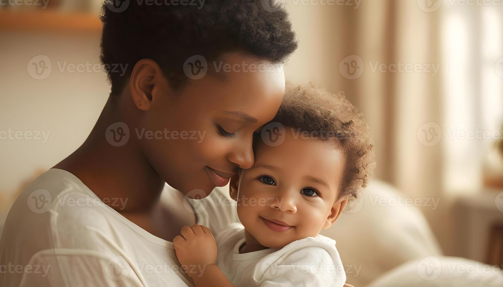 A woman holding a baby and smiling photo