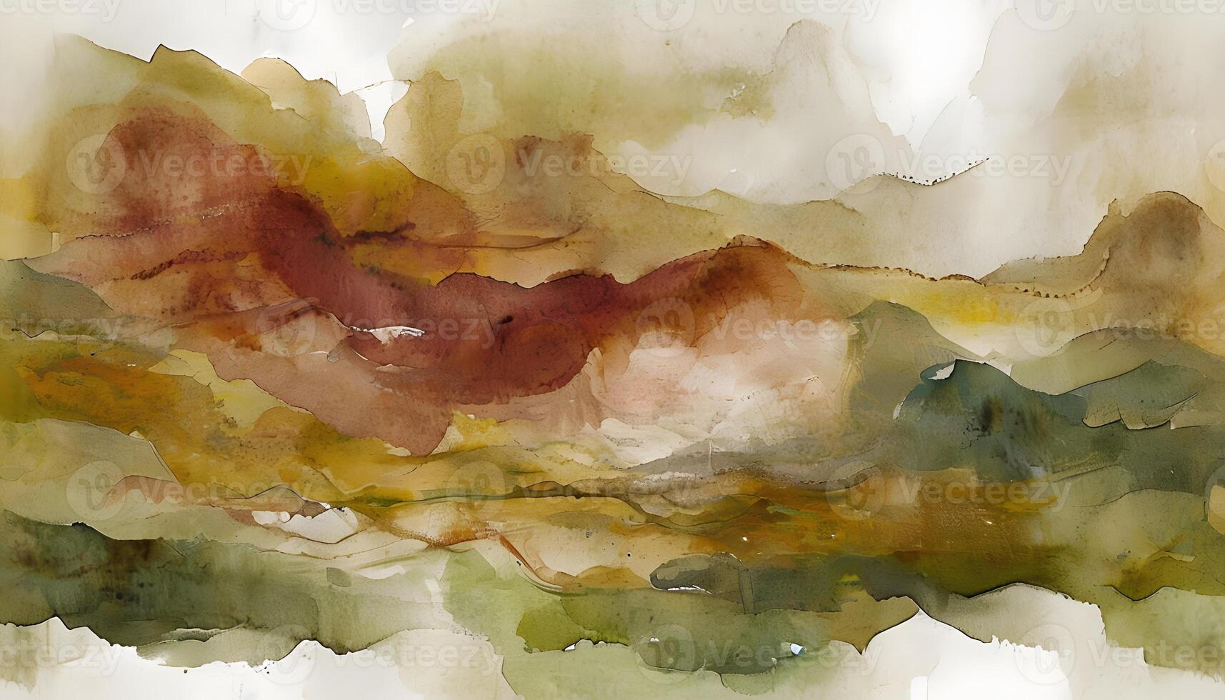 Watercolor painting of mountains and trees photo