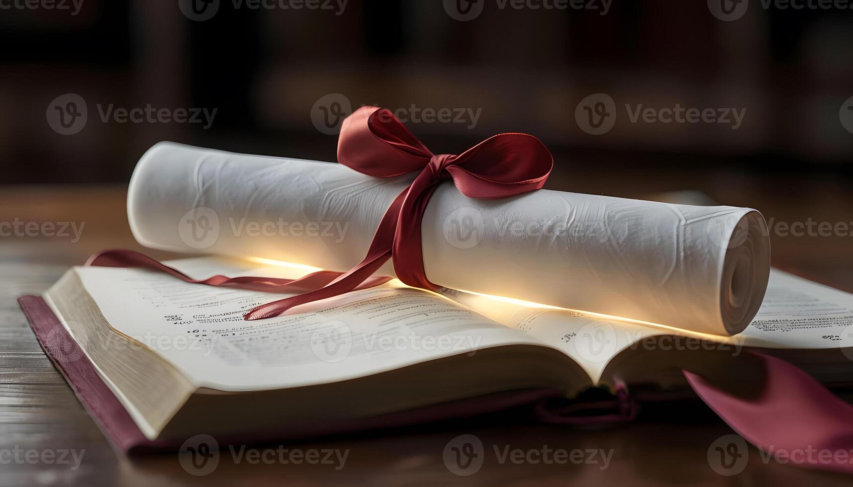 A rolled up scroll with a ribbon tied around it photo