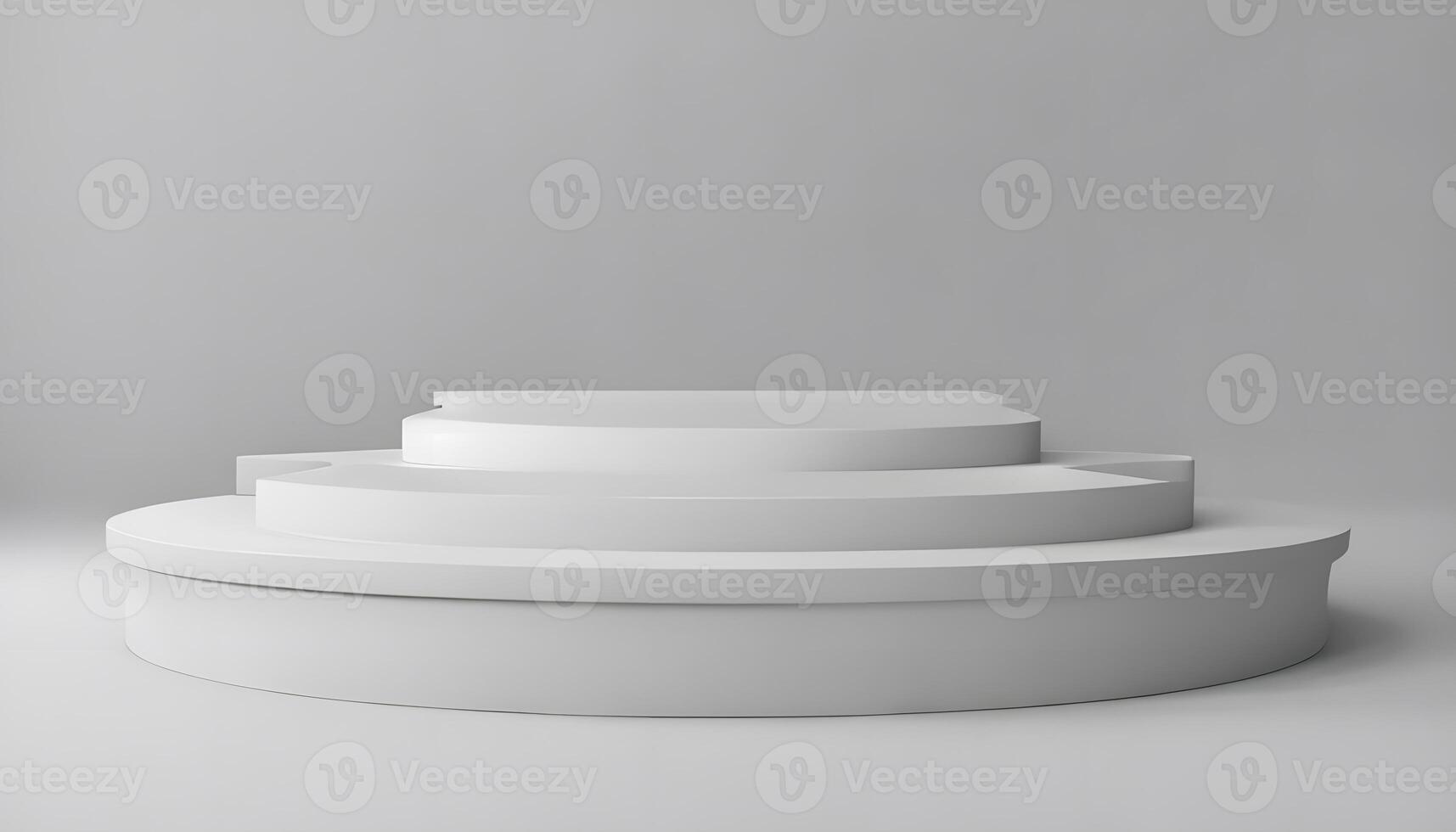 3d rendering of a white podium on a gray background photo