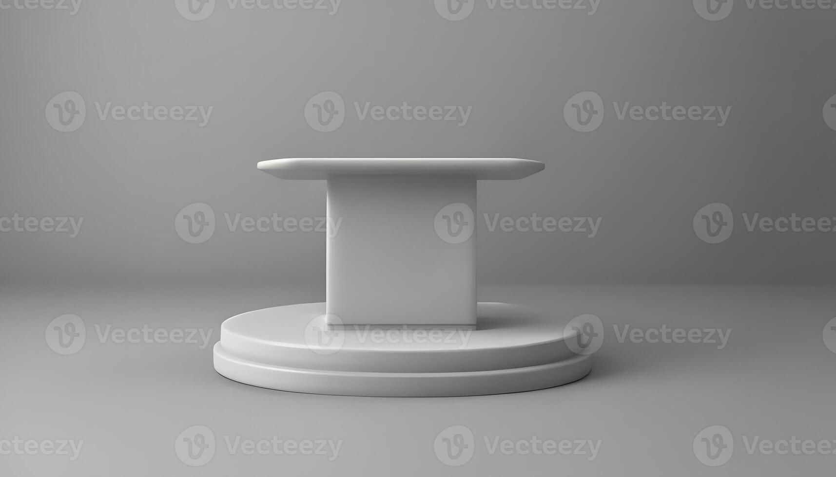 A white pedestal with a small table on top photo