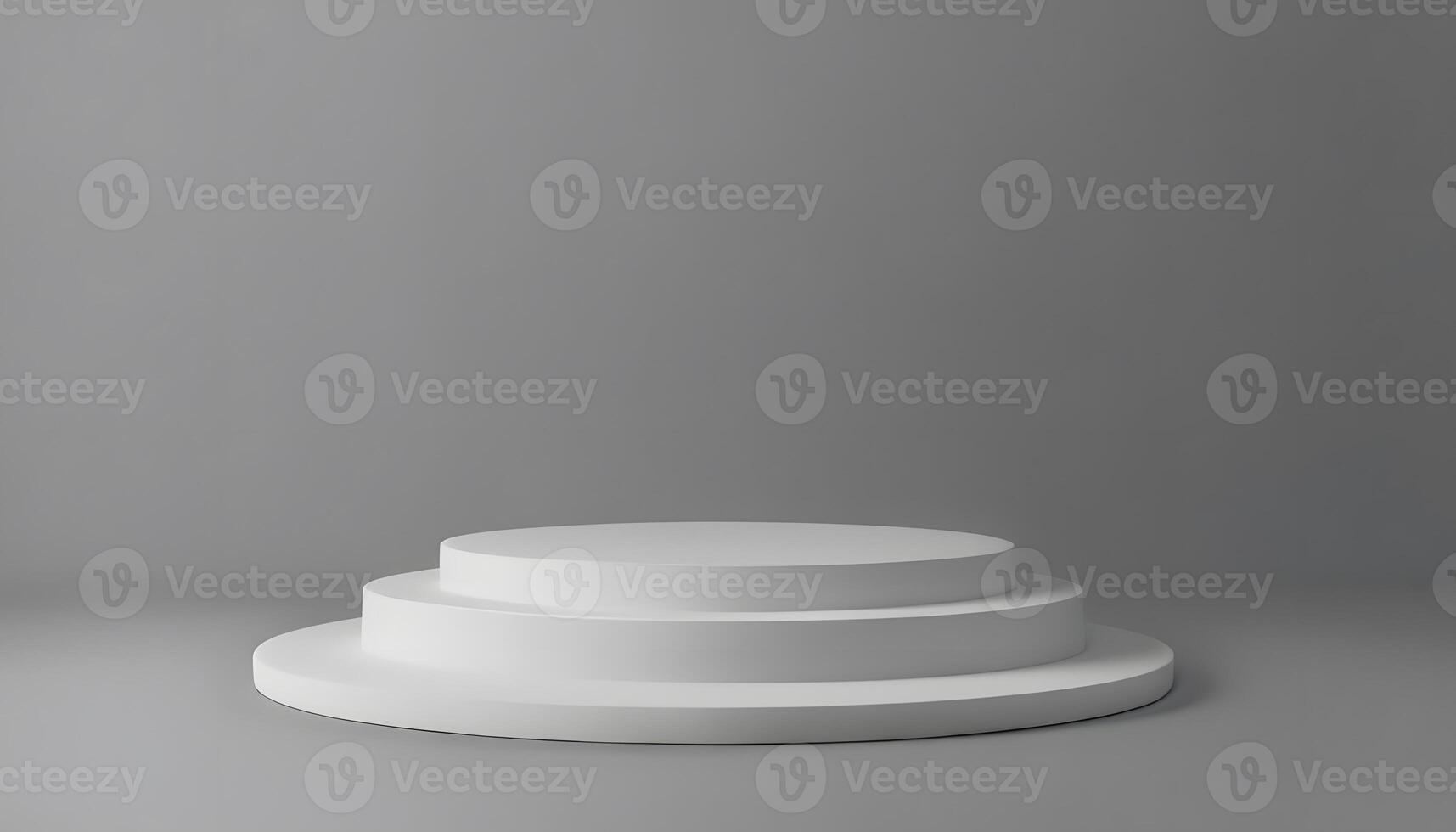 3d render of a white pedestal on a gray background photo