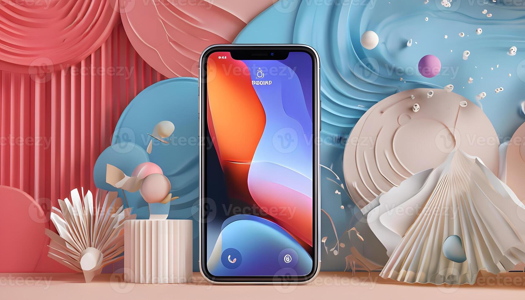 The iphone xr is shown in front of a colorful background photo