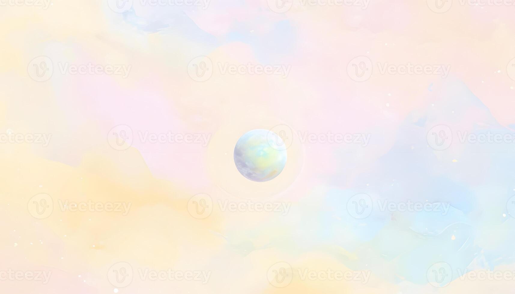 A colorful painting of an egg floating in the sky photo