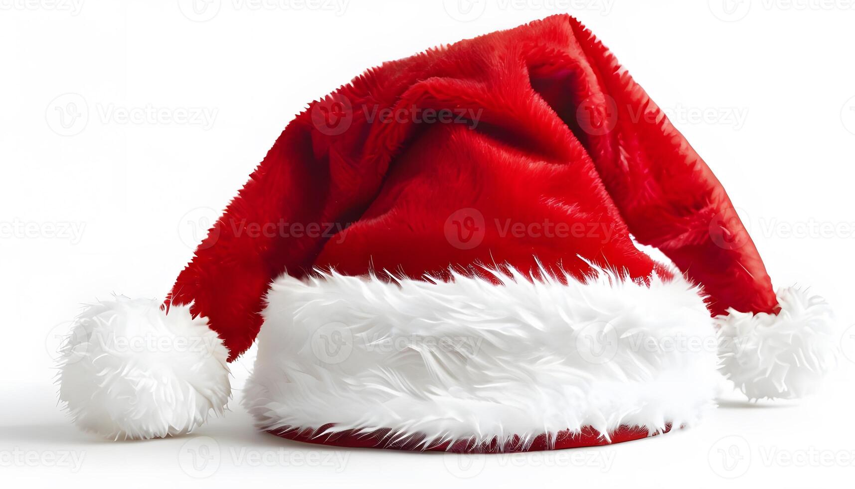 A santa hat is shown on a white background photo