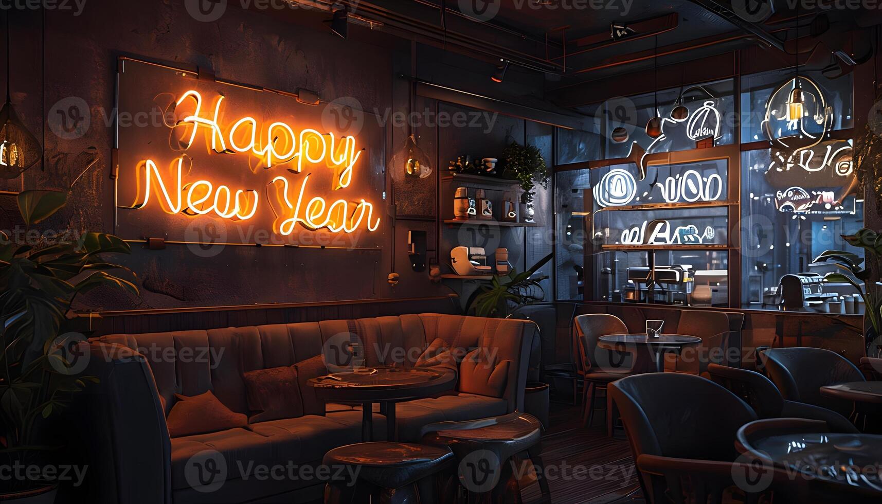A neon sign on the wall photo