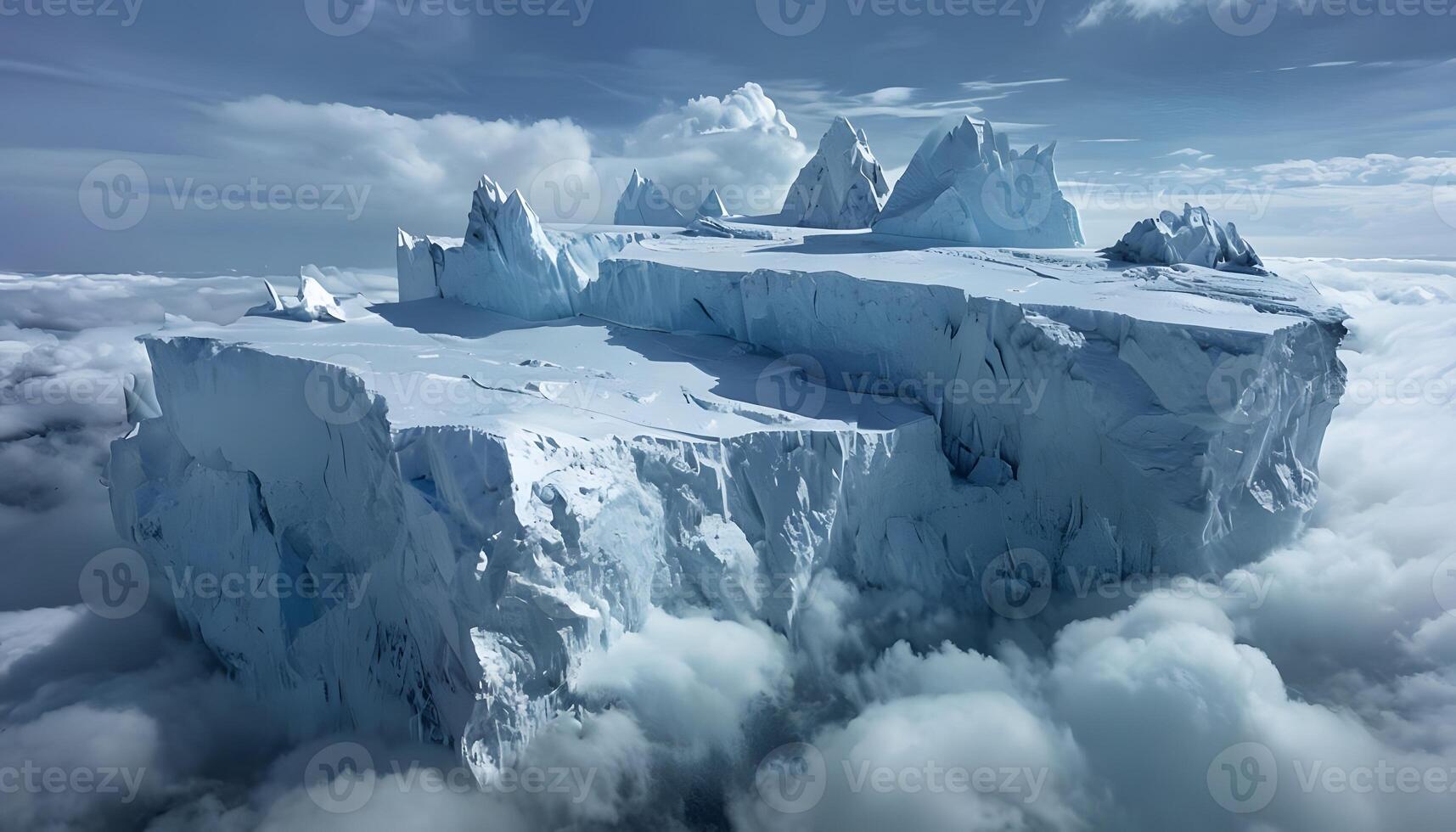 An iceberg is floating in the clouds photo
