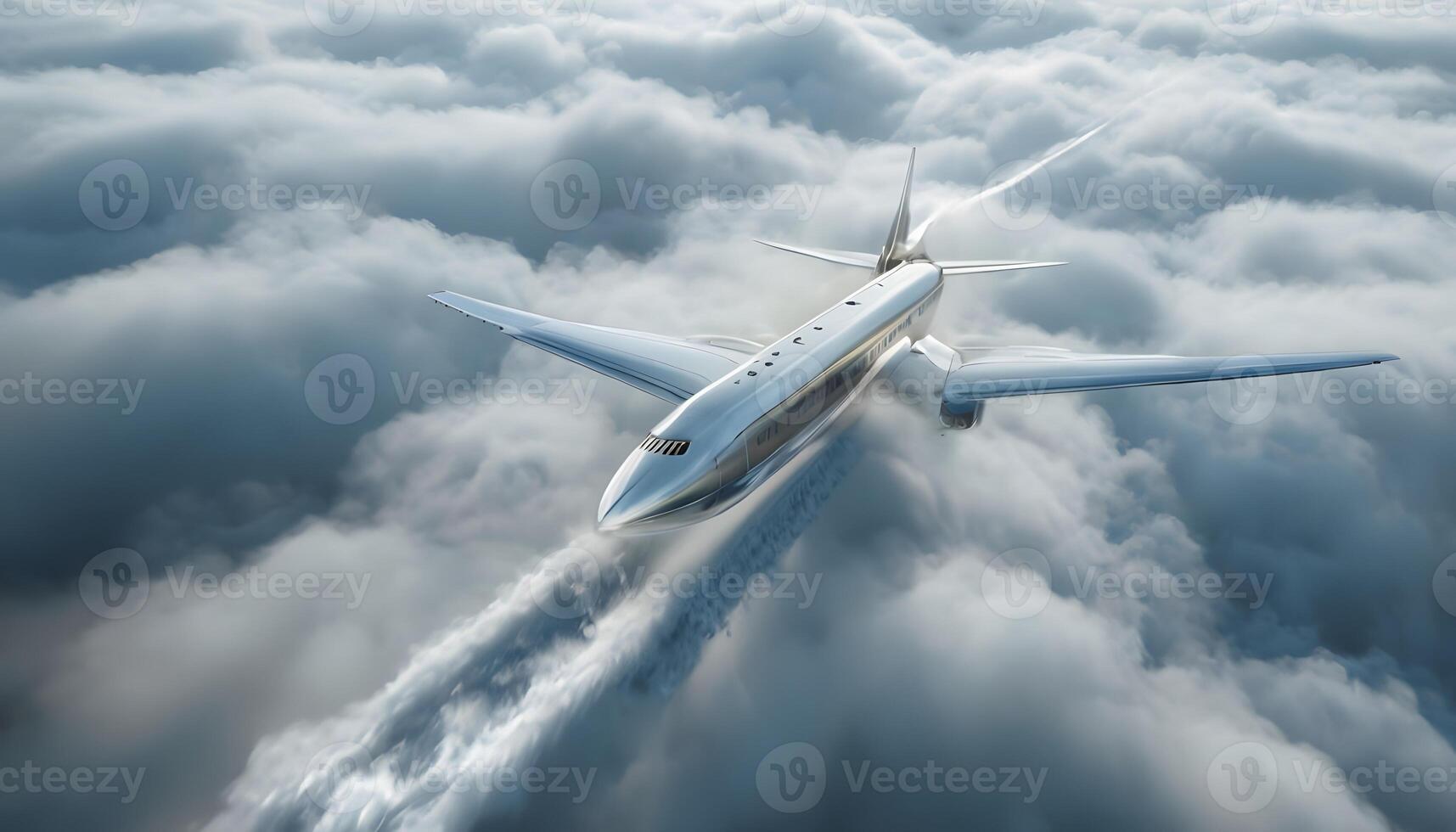 A large jet airplane flying through the clouds photo