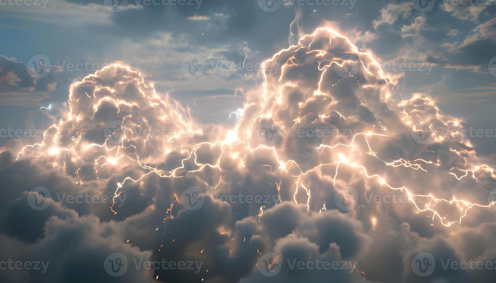 Clouds with lightning and clouds in the sky photo