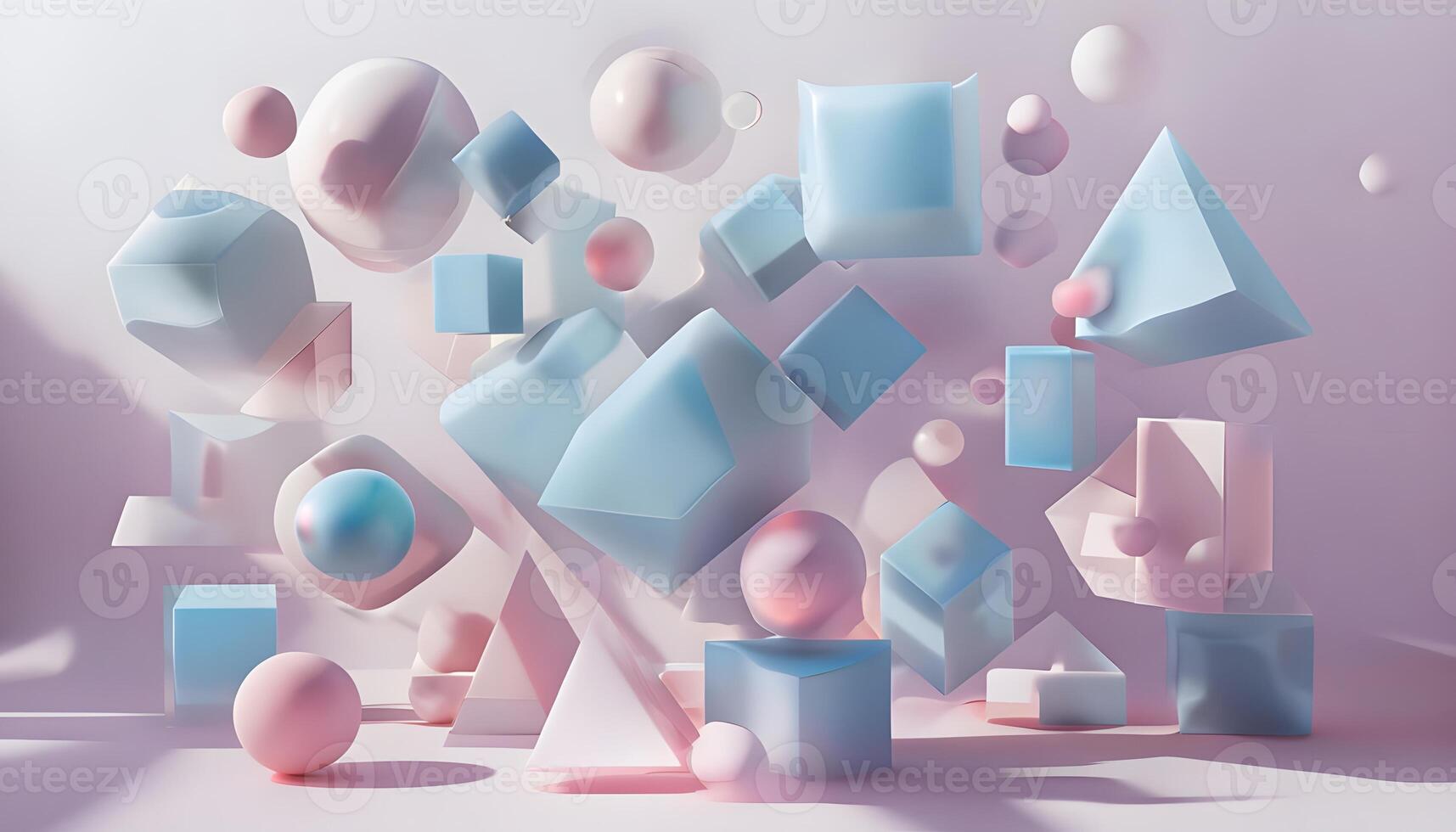 3d rendering of abstract shapes and cubes photo