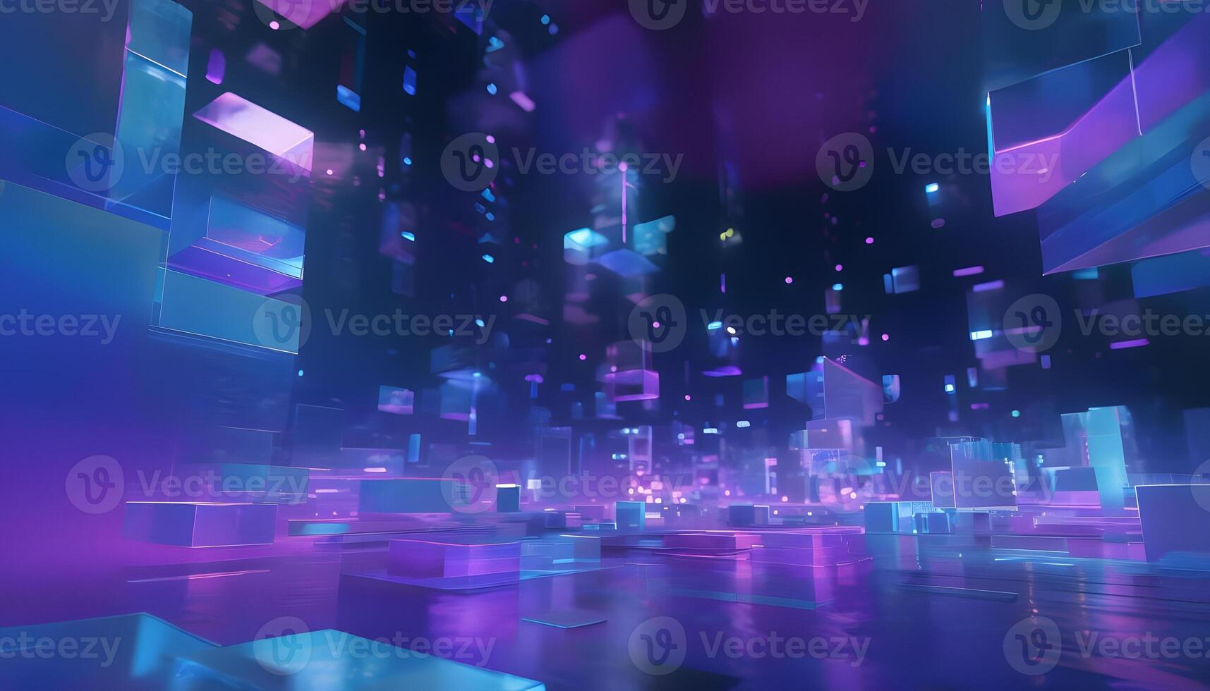 Abstract 3d scene with cubes and lights photo