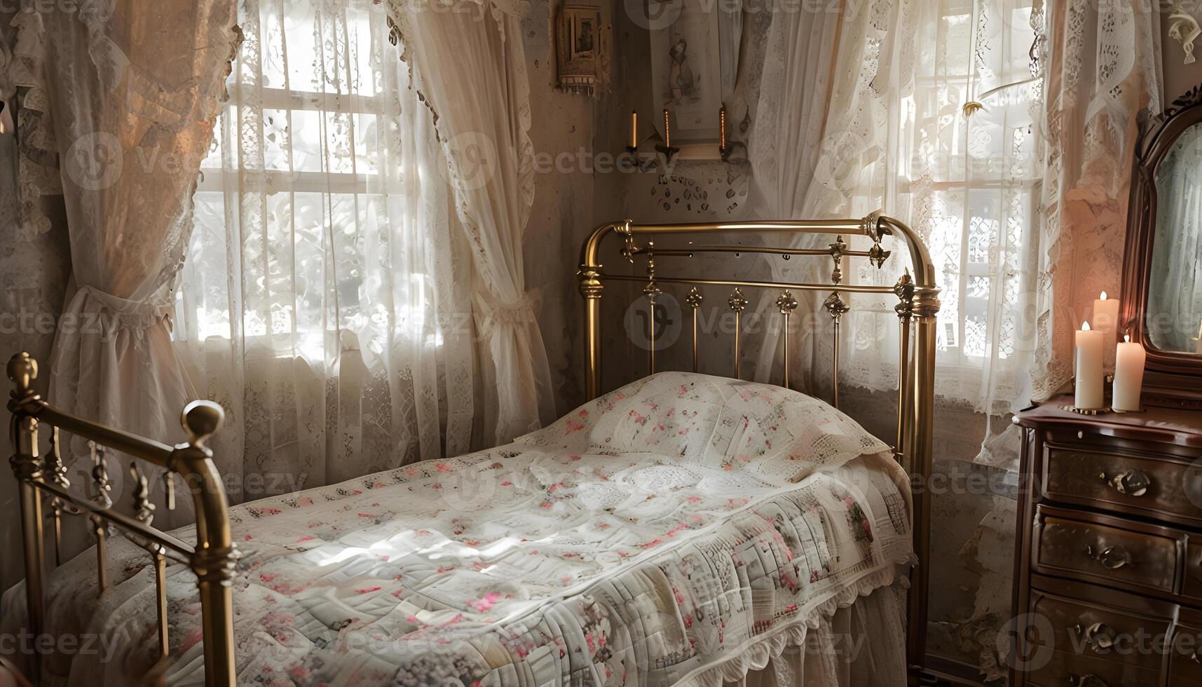 A bed in a room photo