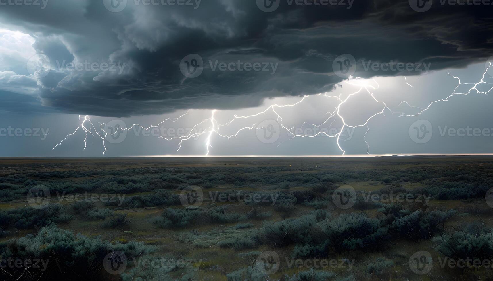 A stormy sky with lightning and clouds photo