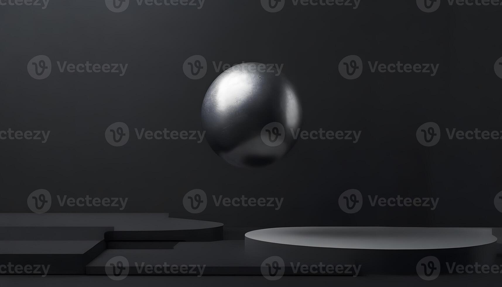 A black and white photo of a silver egg floating in the air
