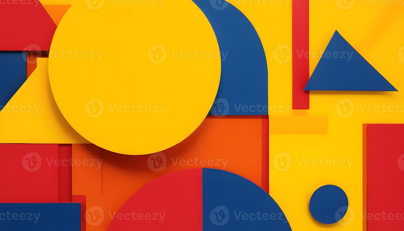 A colorful abstract painting with shapes and circles photo