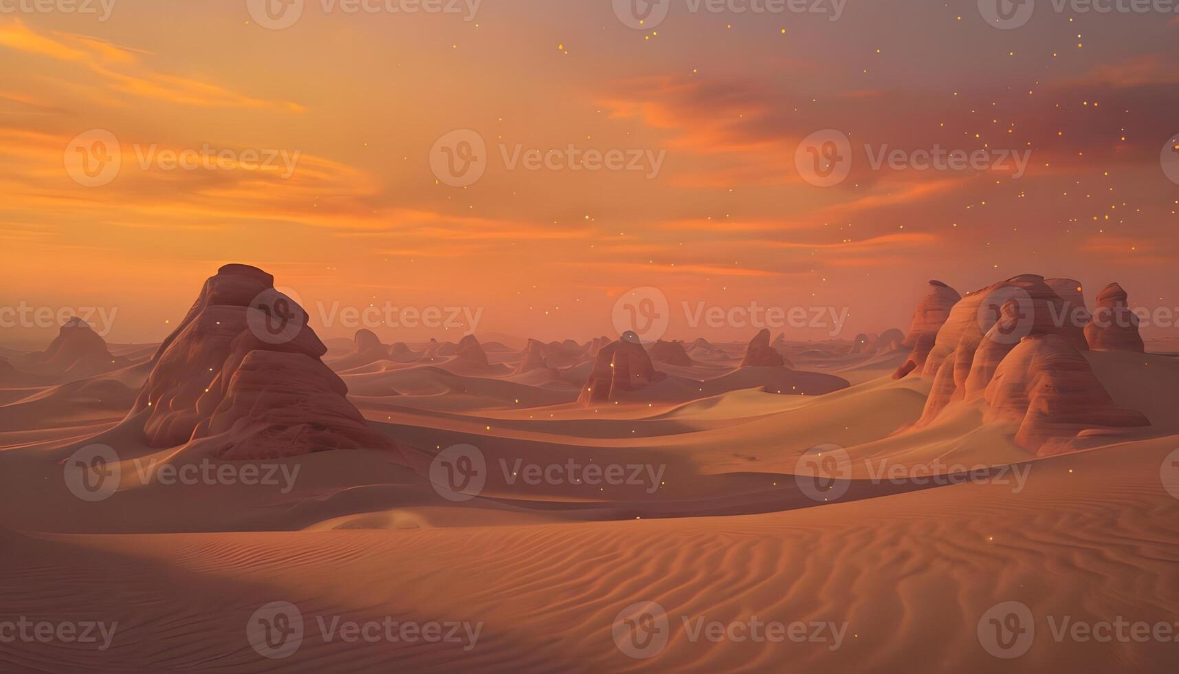 A desert scene with some rocks and sand photo