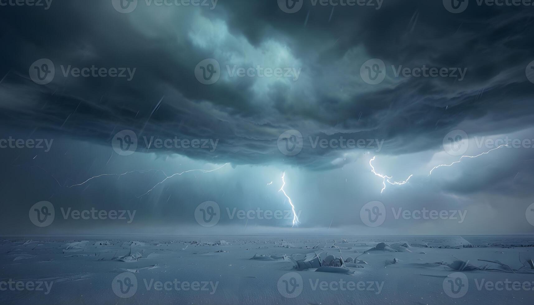 A stormy sky with lightning and snow photo