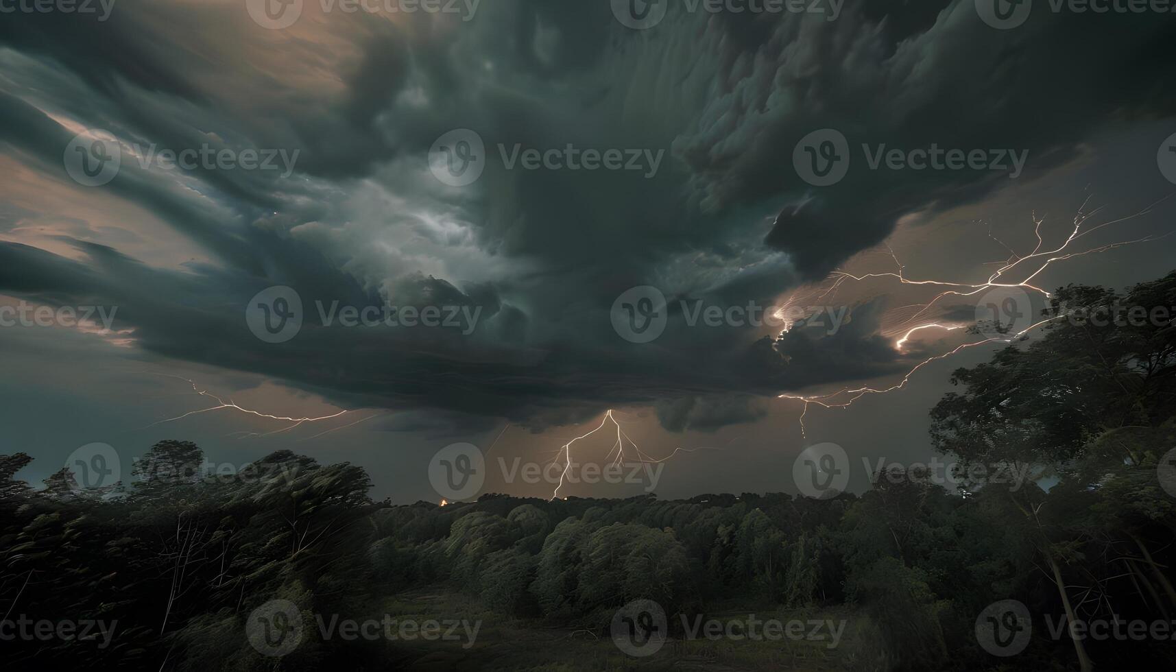 A stormy sky with lightning and clouds photo