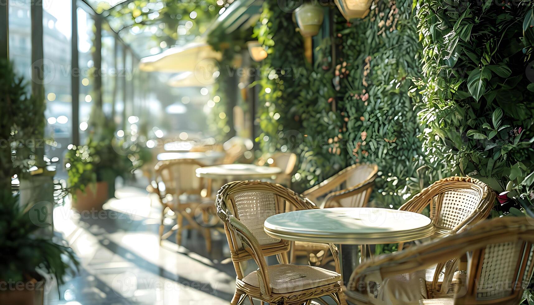 A row of chairs and tables photo