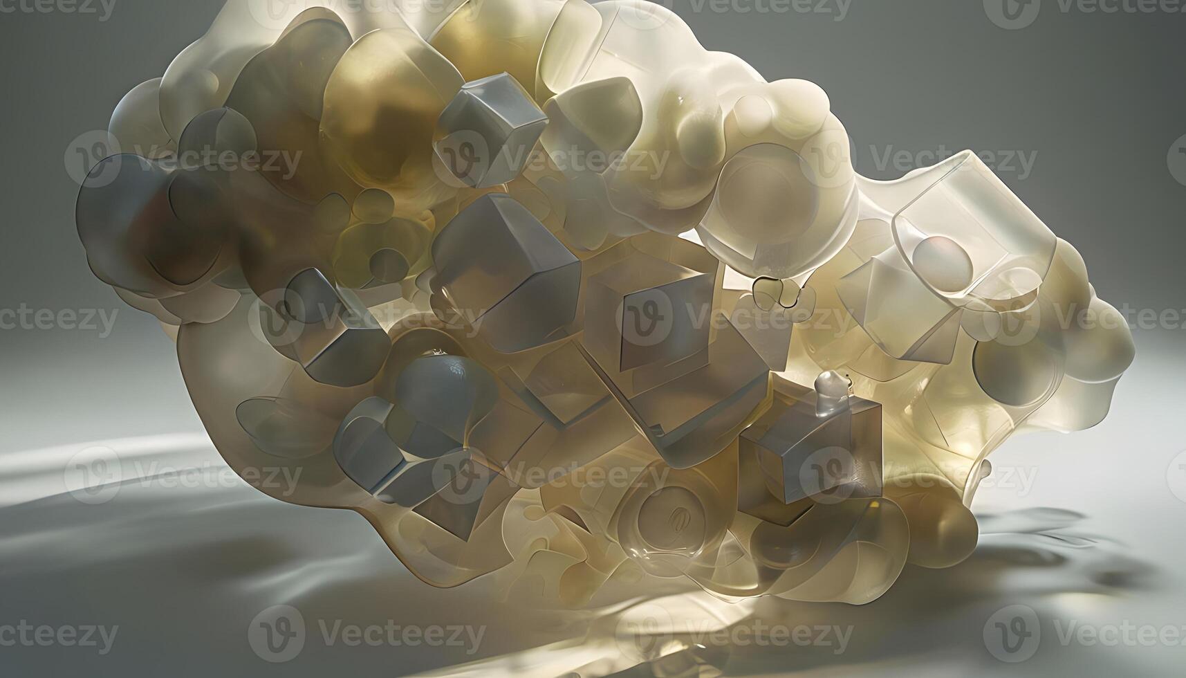 A 3d rendering of a bunch of white and yellow objects photo