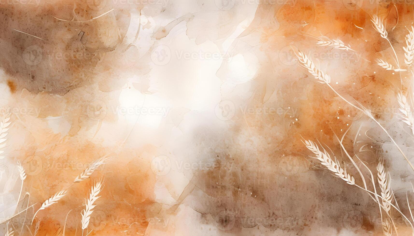 Watercolor painting of wheat and grass photo
