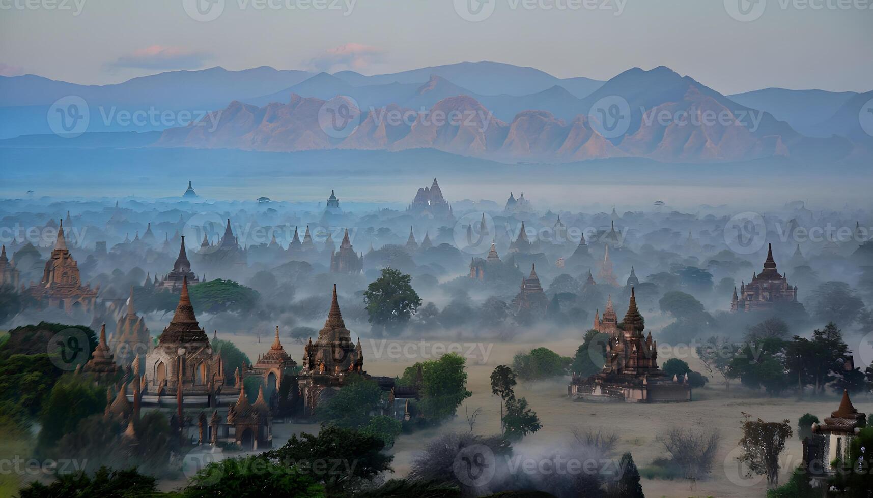 A view of the pagodas in bagan, myanmar photo