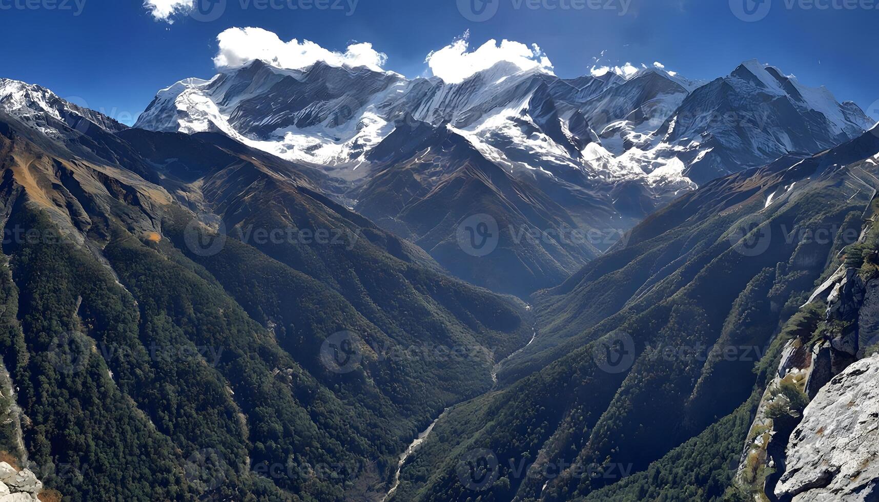 A view of the mountains from a high point photo