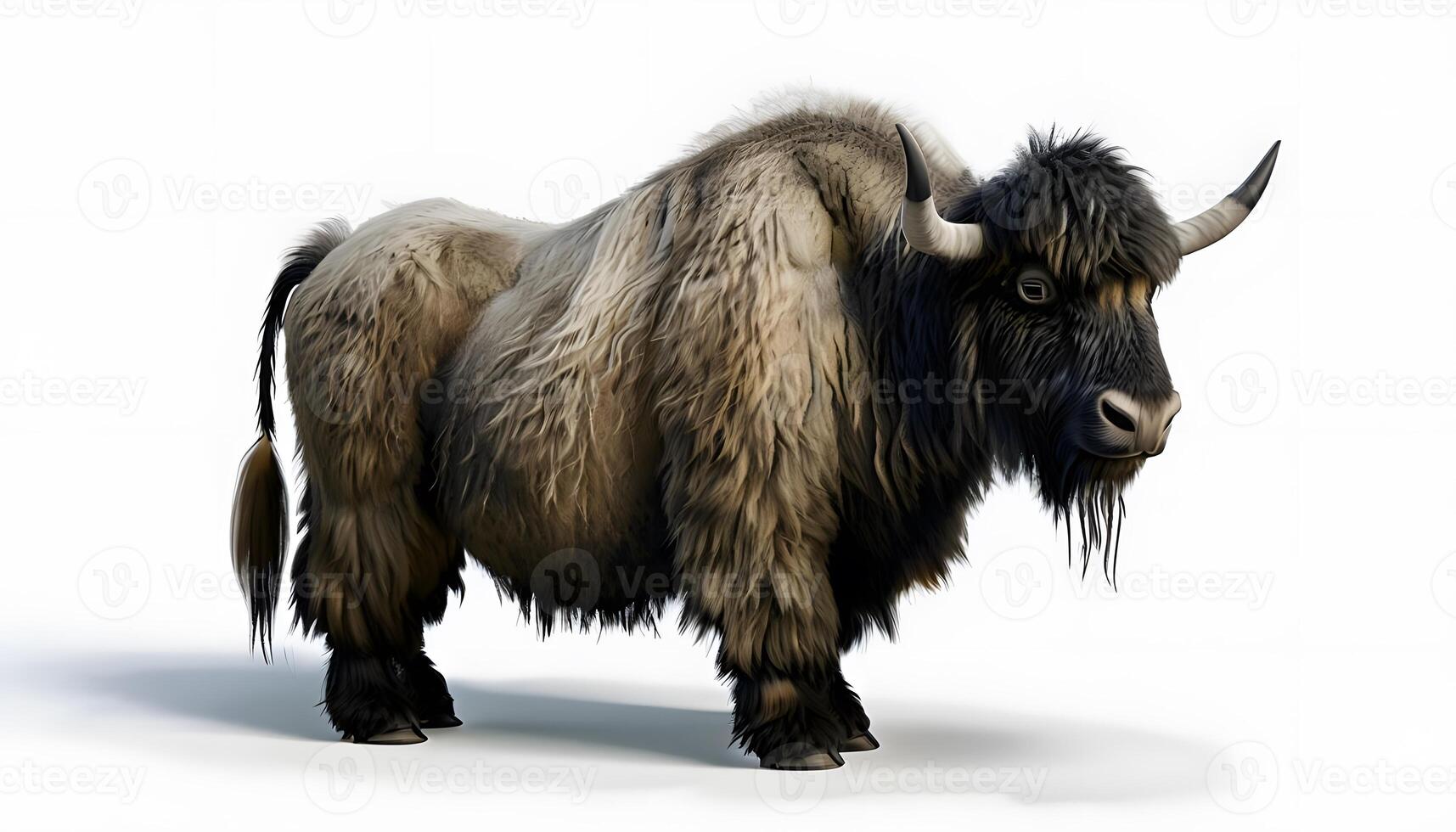 A yak is standing on a white background photo