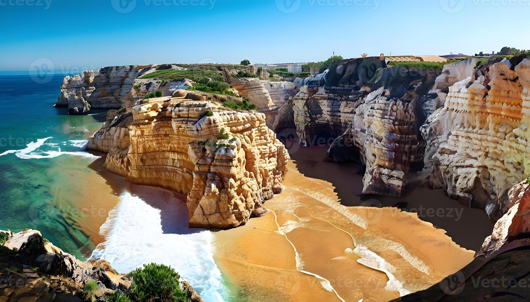 The cliffs of the beach are very high photo