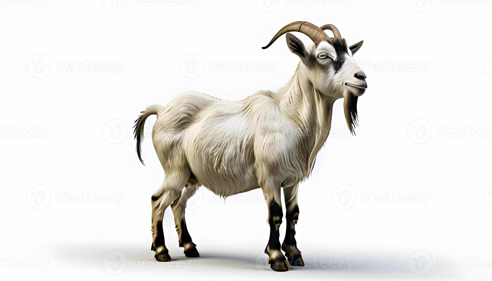 A goat standing on a white background photo