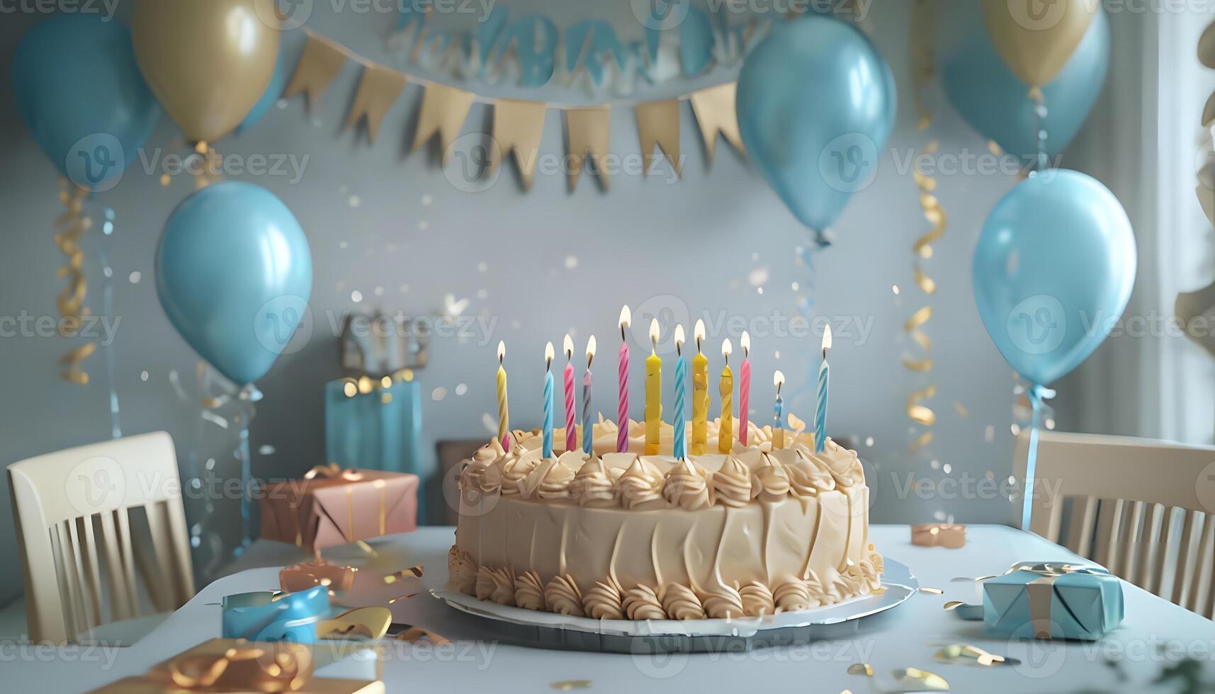 Birthday cake with candles on top of it photo