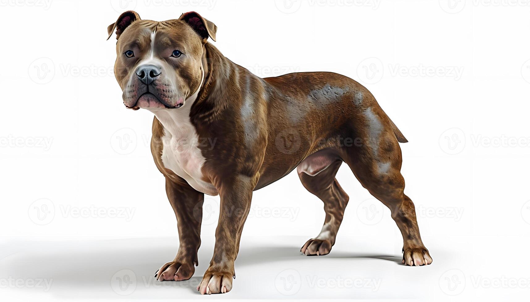 A brown dog standing on a white background photo