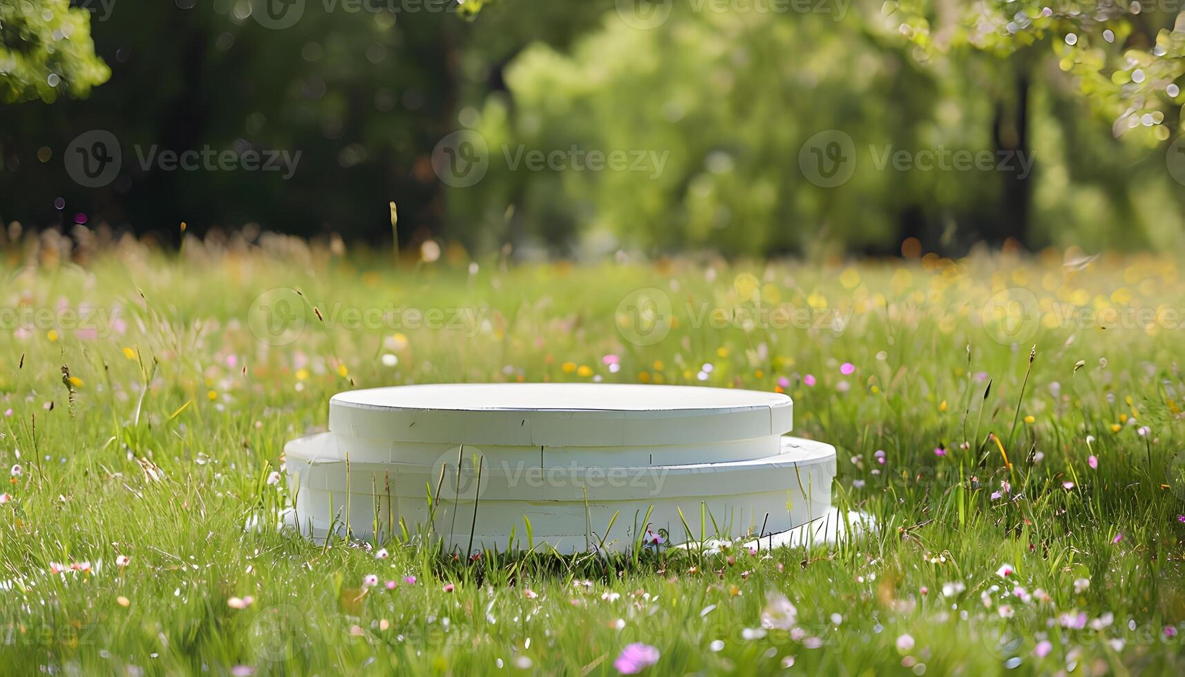 A white frisbee in a field photo