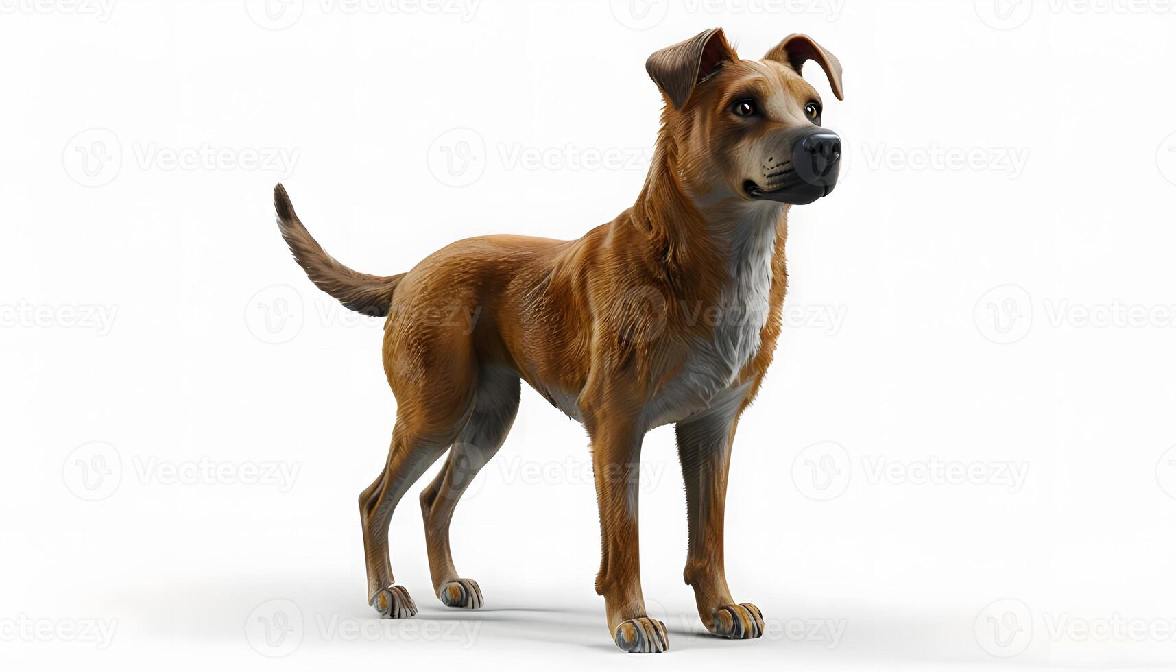 A 3d dog standing on a white background photo