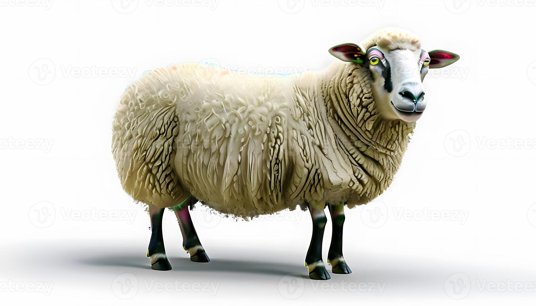 A sheep standing on a white background photo