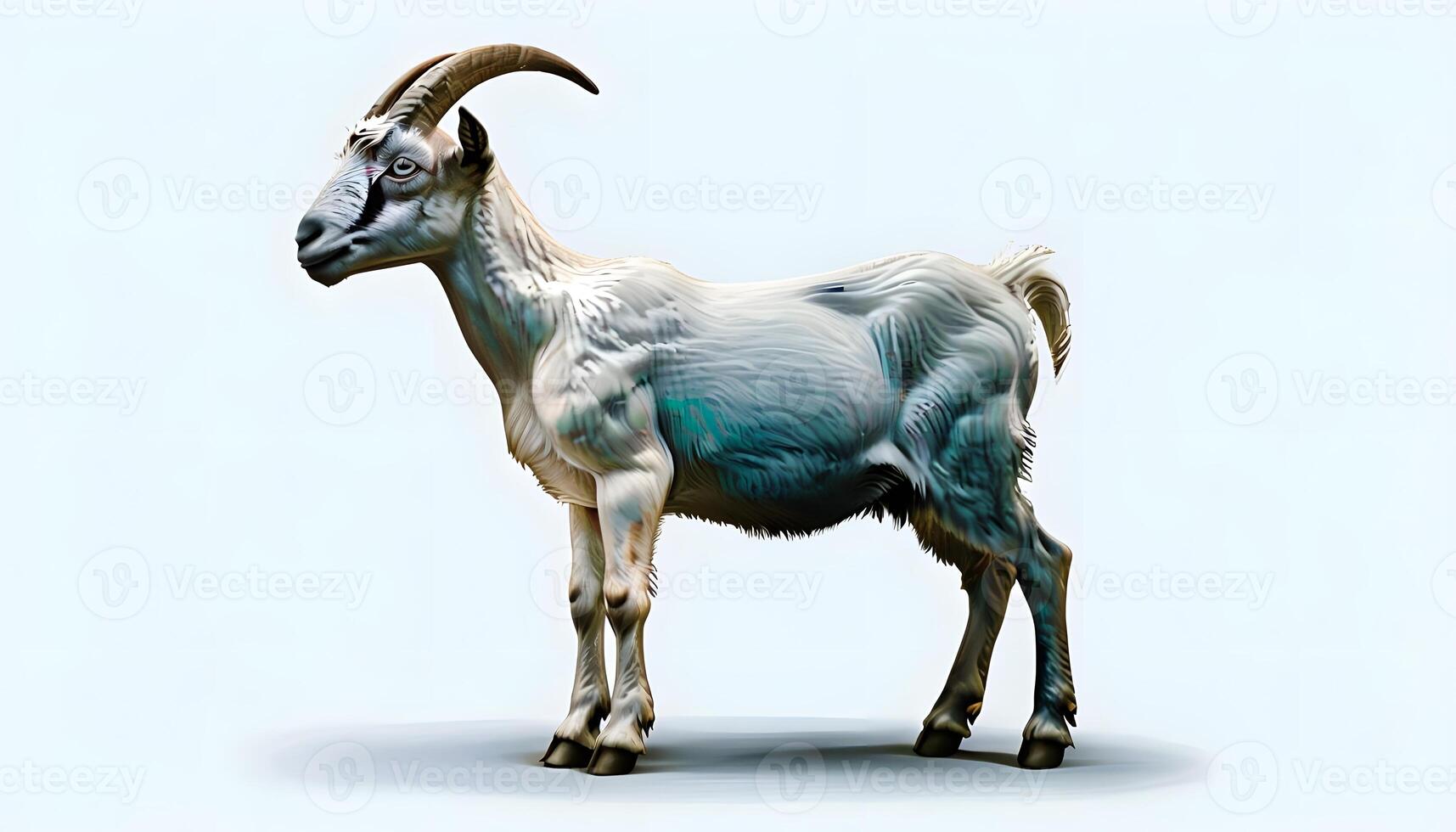 A goat standing on a blue background photo