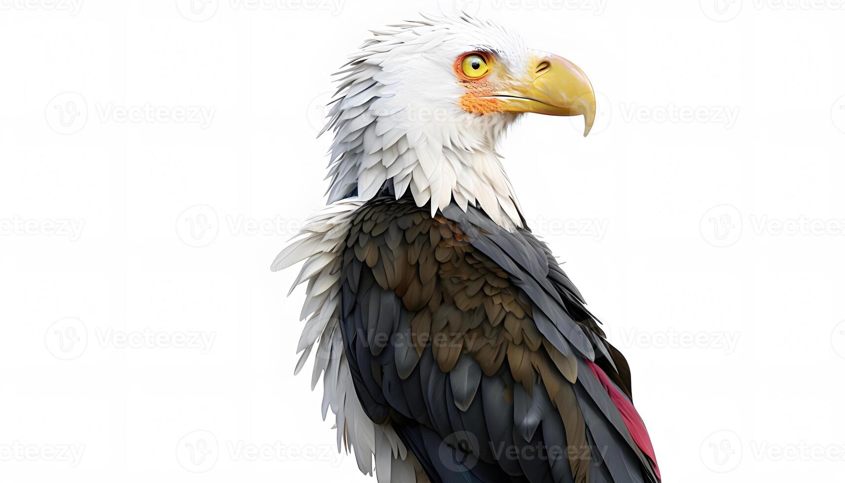 A close up of an eagle with a white beak photo